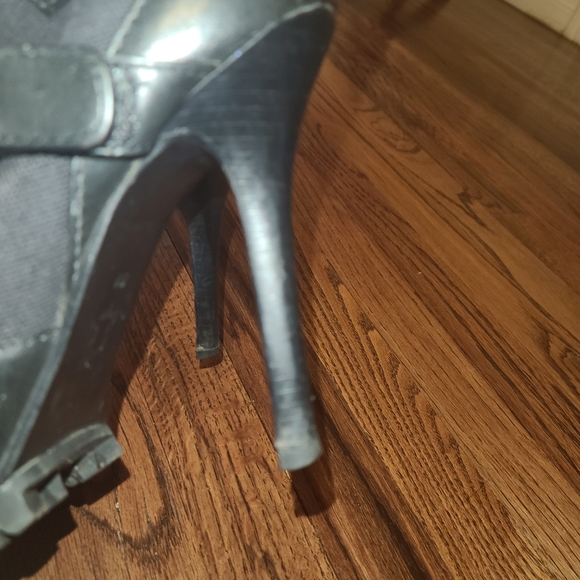 Tory Burch leather and canvas open toe high heel booty size 8 - Picture 10 of 10